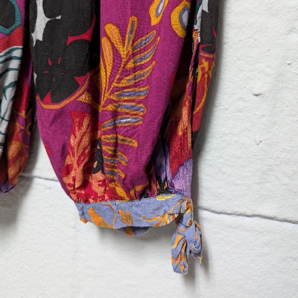 Anthropologie Pull On Pants Richly Colored Floral Drawstring Pockets Size M - Picture 4 of 13